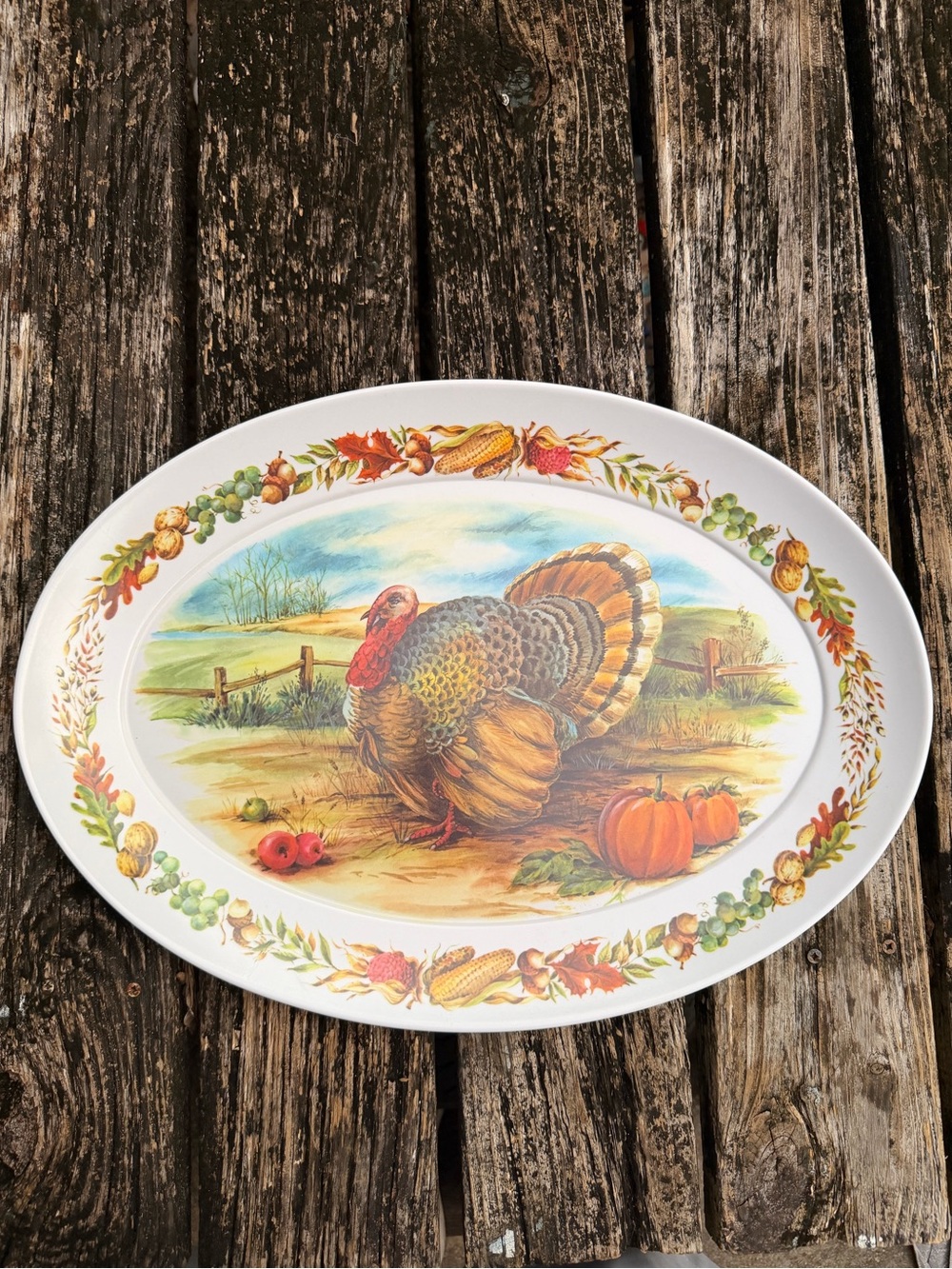Brookpark Melamine Thanksgiving Turkey Serving Platter #1521 Oval Tray 21" x 15"